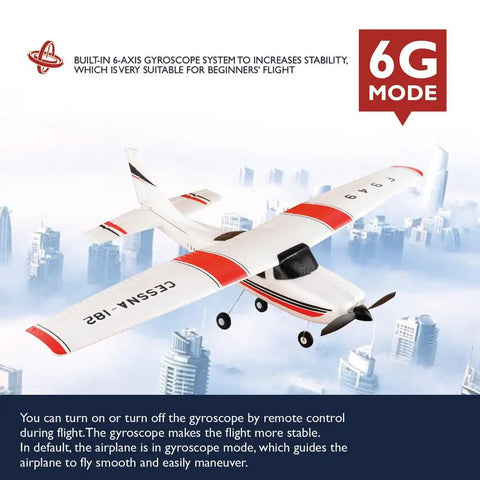 F949 RC Plane Ready To Fly 3CH 2.4GHz Remote Control Airplane with EPP Foam Glider and Gyroscope, shown in flight mode