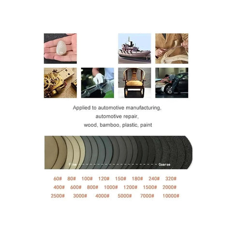 Grab These 30 Pc Four Inch Silicon Carbide Sanding Discs With Hook And Loop Backing For Super Fast Polishing Jobs Across All Grit Levels From Coarse To Mirror Finish Ready, showing various applications.