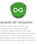 Green circular infinity symbol, Garantie all-inclusive text, Festool service information in German.