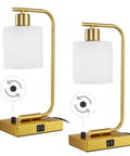 Gold Table Lamps Set Of 2 For Bedroom And Desk Lights No Brainer Stepless Dimmable USB Charging Bedside Lamps With Frosted Glass Shades