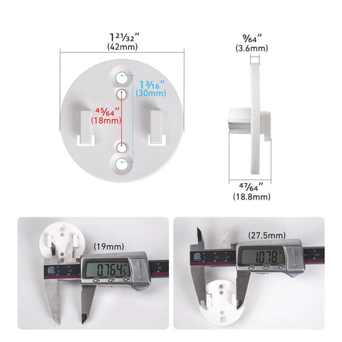 White Rollerhouses Adapter Plate (2-pack); round 42 mm diameter, 3.6 mm thick; compatible with Rollease Skyline brackets