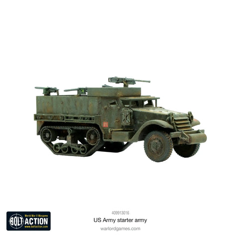 M3A1 half-track model from Bolt Action US Army Starter Set One To Fifty Six Scale WWII Wargaming Plastic Miniatures Kit