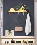 Sick Wall Mount Coat Rack with 5 Sturdy Hooks for Your Entryway Glow Up, elegant gold finish with natural design for stylish storage.