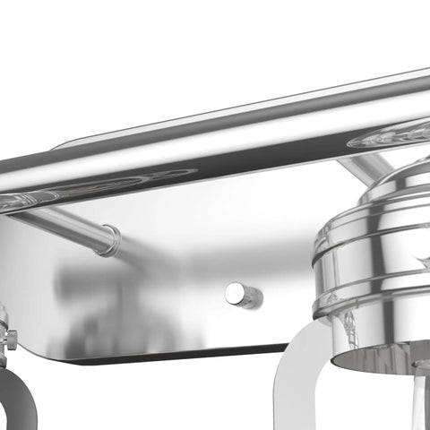 Close-up of Starklake 2 Light Chrome Vanity Light With Dimmable Glass Cage For Bedroom Kitchen Foyer And Bathroom Compact Fixture