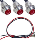 Red LED Indicator Light 4 Pack 12V Waterproof Metal Car Signal Lamp With Wire 8mm Dash Pilot Bulbs