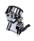 Beefed-Up Inline Mechanical Fuel Pump For Chevy And GMC Small Block 262-400, Chrome Finish, front view
