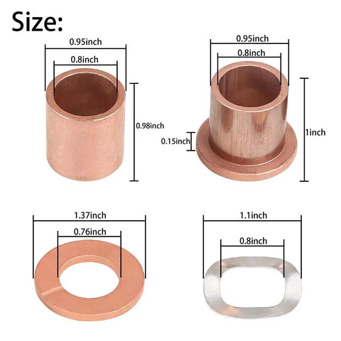 Golf Cart Upper And Lower Spindle Bronze Kingpin Bushing Kit For Club Car DS 1981 Up Replace OEM 8067 7048 1010150 1016389 Easy Front End Repair For Smoother Rides, size chart