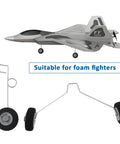 Five Pair Front And Rear RC Plane Wheels For Foam Fighter F22 Su27 HW33 Durable Metal And Sponge Tires shown with aircraft