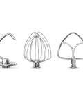 Dough Hook For KitchenAid Stand Mixers 4.5Qt And 5Qt Stainless Steel Attachment Dishwasher Safe on left, with two other mixer attachments.