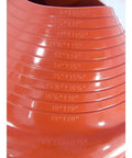 Red Silicone High Temp Pipe Flashing For Metal Roof Boots fits 9 to 20 inch pipe size markings on red silicone boot