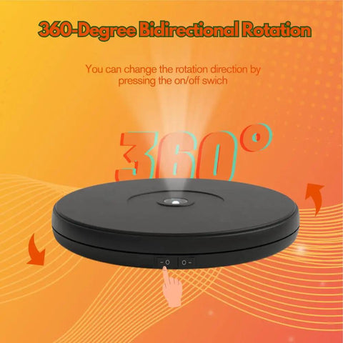 Stunning 25 Cm Motorized Rotating Display Turntable With White Led Lighting, Electric Showcase Platform For Jewelry Toys Collectibles And Products, Smooth Slow Spin Station With Anti Clockwise Direction showing buttons for rotation control.