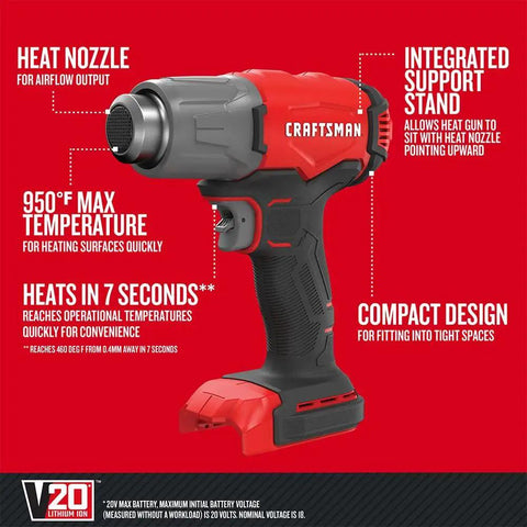 Cordless Heat Gun With Fast Seven-Second Heat Up That Reaches 950 Degrees Fahrenheit Up To 15 Minutes Of Runtime Per Charge