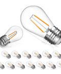 15 Pack Replacement LED Bulbs for Outdoor String Lights, 2W S14 Shatterproof Waterproof Bulbs, 2700K Soft White, E26 Base, AC120V