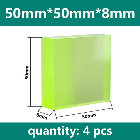 Straight Up Heavy Duty Four Pack Solid Polyurethane Block Square Urethane Spacer Cushion Pad Killer Wear Resistance For Industrial Machinery And DIY Build Easy Machine Cutting, 50mm x 50mm x 8mm size.