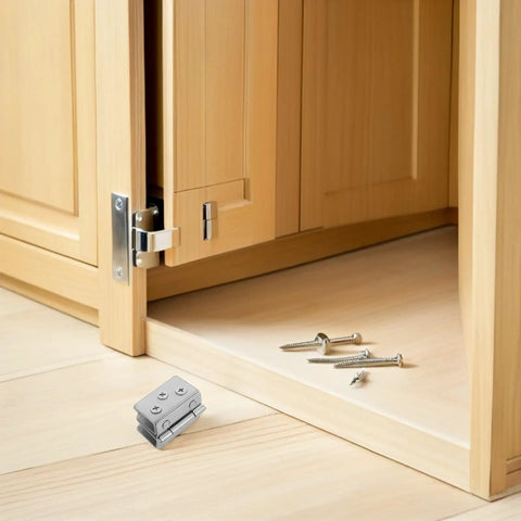 Stainless Steel Glass Door Hinge Set For Cabinets And Shower Enclosures, All Weather Heavy Duty Glass Clamp Hardware, Built To Last Bathroom Cabinet Cupboard Hinges For Glass Doors on wood cabinet door