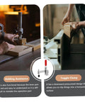 Two Pack Welding Toggle Clamps For Jig Fixtures, Quick Release Fixed Location Clamps, Durable Iron Construction For Welding And Woodworking Projects, Heavy Duty Workshop Grips, Perfect For Jig Setup shown in use for wood cutting