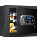 Open 1.3 Cu Ft Fireproof Safe For Home Use Compact Anti Theft Safe For Documents And Jewelry With Water Resistance Digital Combination Lock