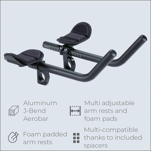 Aluminum Two Piece Aero Bars For Road Bikes With J Bend Design And Extra Long 350mm Bars Adjustable Arm Pads Foam Padding