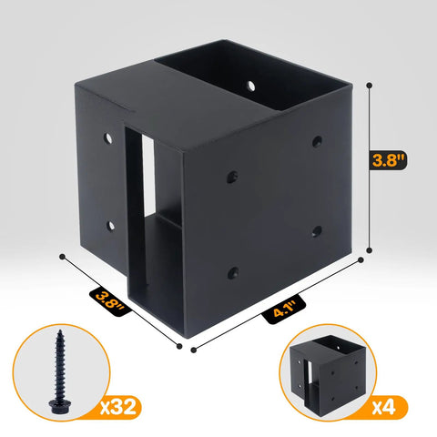 Heavy Duty 4 Piece Steel 3 Way Right Angle Corner Bracket Kit For DIY Workbench Shelving And Work Table Fits 2x4 Lumber Actual 1.5x3.5 Inches With Pre Drilled Holes And Screws For Easy Install