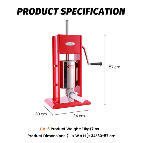 Vertical Sausage Stuffer Stainless Steel With 7Lb 3L Capacity Beefy Duty Home Meat Processing Tool Includes Four Tube Sizes 10Mm 20Mm 30Mm 40Mm For Fresh Sausage Links And Easy Stuffing