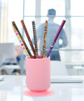 Silicone Pen Holder With Suction Cup Pink Desk Organizer For Pens And Makeup Brushes Multipurpose Storage Tray For Nail Art Tools Office Essentials