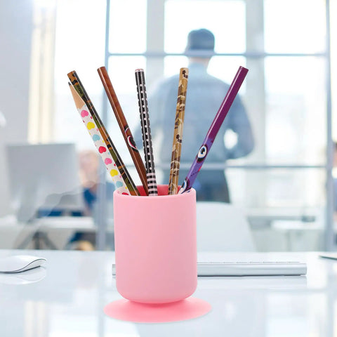 Silicone Pen Holder With Suction Cup Pink Desk Organizer For Pens And Makeup Brushes Multipurpose Storage Tray For Nail Art Tools Office Essentials
