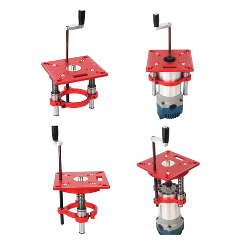 Beefy Router Table Lift System With Aluminum Insert Plate For Engraving And CNC Fine Processing Durable DIY Woodworking Clamp Anodized Surface Wide Application And Precision Clamping For Home Projects, red aluminum lift with router mounted