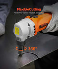 Heavy Duty Sheet Metal Nibbler 550W Electric Cutter With 360 Degree Rotation And 2200 RPM in use on metal sheet