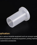 Heavy Duty Nylon Flange Bushings Engineered For Kickass Load Handling And Smooth Sliding Motion Maintenance Free Flanged Sleeve Bearings, clear plastic bushing for conveyor or appliance use.