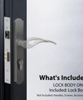 Top Tier Euro Mortise Storm Door Lock Body Featuring Adjustable 22 To 26 Mm Backset And Reversible Latch for exterior door security.