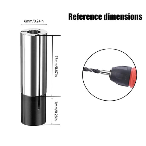 Close-up of 4 Pack 1/4 To 1/8 Collet Adapter Set For CNC Routers And Engraving Machines with reference dimensions.