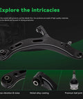 Front End Suspension Kit For 2010 2014 Subaru Outback With 2 Front Lower Control Arms 2 Ball Joints 2 Outer Tie Rod Ends 2 Inner Tie Rod Ends And Sway Bar Links, black steel control arm