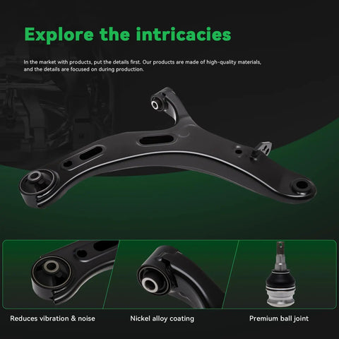 Front End Suspension Kit For 2010 2014 Subaru Outback With 2 Front Lower Control Arms 2 Ball Joints 2 Outer Tie Rod Ends 2 Inner Tie Rod Ends And Sway Bar Links, black steel control arm