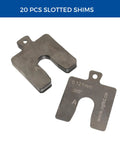 Stainless Steel Slotted Shim Replacement Kit 2 By 2 Inch Pack Of 20 Shims With Thicknesses From 0.001 To 0.125 Inches For Precise Adjustments.