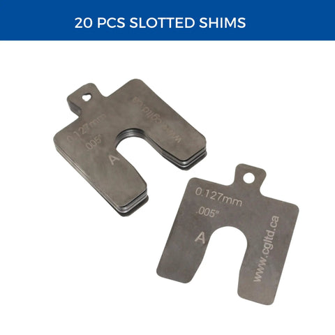 Stainless Steel Slotted Shim Replacement Kit 2 By 2 Inch Pack Of 20 Shims With Thicknesses From 0.001 To 0.125 Inches For Precise Adjustments.