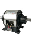 Magnetic powder brake and clutch assembly FMP-050, double-shaft, stainless steel housing with base.