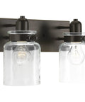 Super Cool Antique Bronze Farmhouse Two Light Bath Vanity Light With Clear Glass Shades Bringing Warm Vintage Glow