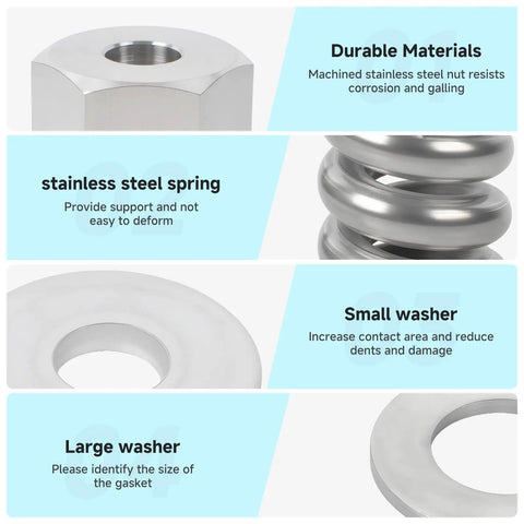 Spring Barrel Nut Assembly Rock Solid Replacement keeps pool water crisp; includes stainless steel nut, spring, small and large washers.