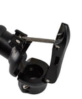 Close-up of black Folding Bike Stem With Quick Release Right Fold Durable Aluminum Alloy Adjustable Stem Without Teeth