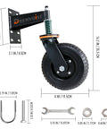 8 Inch Heavy Duty Gate Wheels For Fences And Metal Tube Gates Featuring Spring Loaded 360 Swivel Casters rated for 800 pounds installation kit with parts.