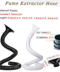 Heavy Duty Flexible Welding Smoke Extractor Hose With Extraction Hood And 68Mm Bore Size For Shops And Salons, showing black and white hoses.