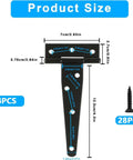 4 Pack 5 Inch T Strap Hinges Heavy Duty Black Outdoor Tee Hinge For Gates And Doors, Weatherproof Corrosion Resistant Iron Construction, Easy Install, Durable Outdoor Hardware Kit For Long Lasting Use, size chart with screws