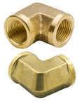Legines brass forged 90-degree pipe elbow with female threads on both ends, 1/4 in size, pack of 2