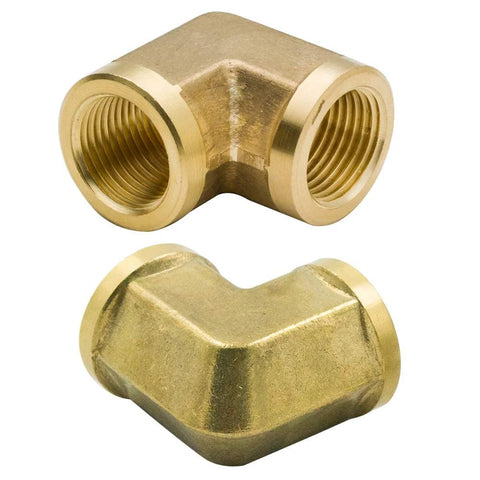 Legines brass forged 90-degree pipe elbow with female threads on both ends, 1/4 in size, pack of 2