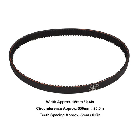 5M 15mm Wide Electric Scooter Drive Belt Drop In Easy Swap Low Friction Rubber Timing Belt for E Bikes Machinery