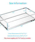 Crystal Clear Acrylic Napkin Holder Tray With 8mm Thick Build, Inner 8.3 By 4.7 By 2.2 Inches, Size Chart Diagram