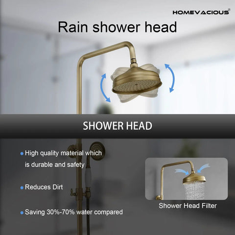 10 Inch Luxury Rain Shower System With Wall Mount Overhead Rain Head And Hand Shower, Brass Valve Body And Trim Included