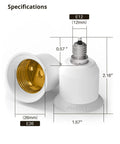 E12 To E26 Light Socket Adapter 2 Pack For Medium Base Lamps dimensions and specifications image