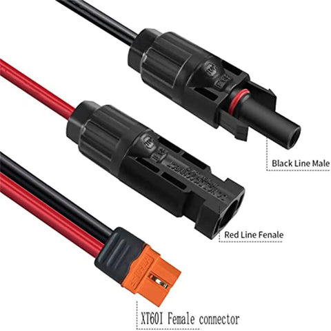 Heavy Duty Xt60i Solar Cable For Portable Power Stations 12 Awg 5 Ft Dc Extension Wire showing connectors and wiring layout.