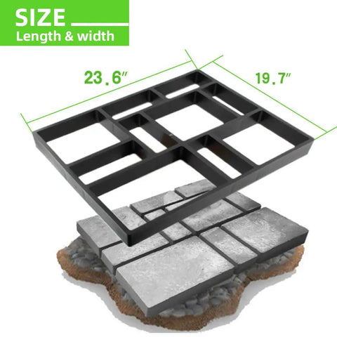 Oversized Walk Maker Concrete Molds 10 Grid Paver Form No Brainer DIY Pathway Lawn 23.6x19.7 inches displayed on concrete path